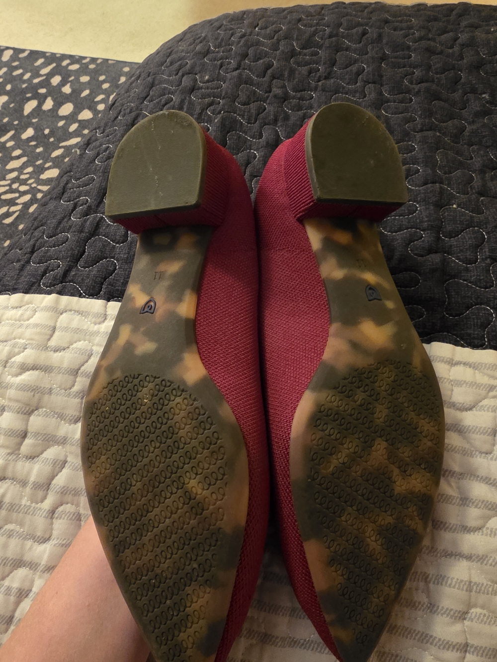 Rothy's Burgundy Low Block Heel Pointed Pumps - Picture 3 of 4